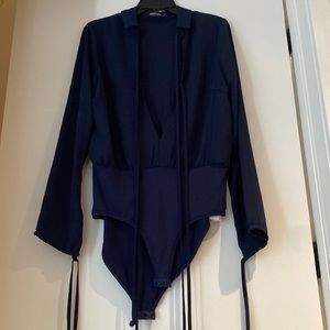 Nasty gal blue low-cut bodysuit